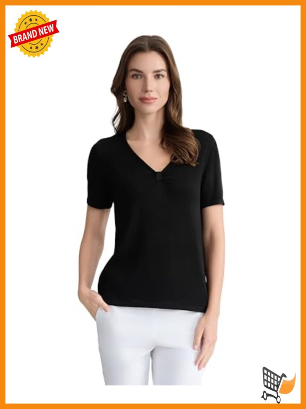 Kasper Women's Short Sleeve Pullover Sweater Lightweight